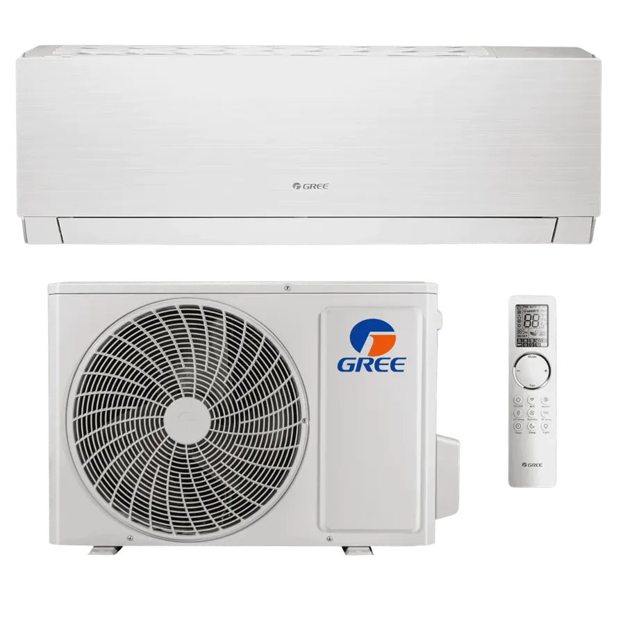 Gree airco wandunit en buitenunit — witte inverter airconditioning
